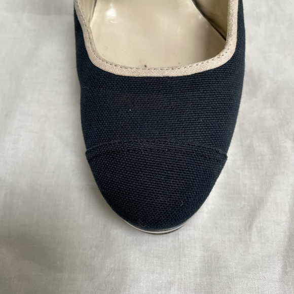 Miu Miu Silver Leather Black Linen Platform High Heels Size 39 - Picture 5 of 8